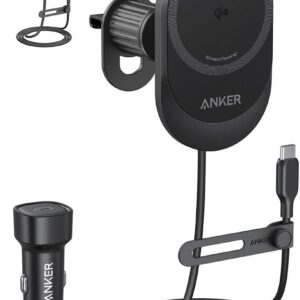 Anker - Qi2 15W Sliding Vent Car Mount Charger with 25W Car Charger snap to fast charge on every drive.