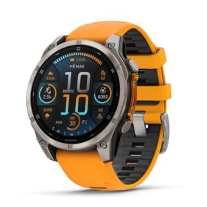 Garmin Fenix 8 51mm Sapphire Titanium with Spark Orange/Graphite Silicone Band