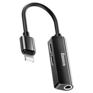 Baseus L52 3 in 1 Male iOS to Dual iOS and 3.5mm Female Audio converter