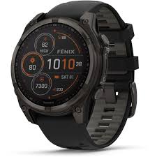 Garmin Fenix 8 47mm Solar Sapphire Carbon Grey DLC Titanium With Black And Pebble Grey Band