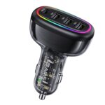 USAMS US-CC170 C34 PD30W 48W 4-port Transparent Car Fast Charger with Colorful Lights