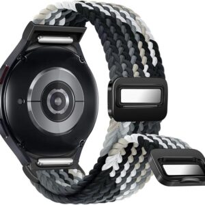 Galaxy Watch 7 6 4 5 FE Band 40mm 44mm/Galaxy Watch 6 4 Classic 43mm 47mm 42mm 46mm/Watch 5 Pro 45mm,No Gap Magnetic Elastic Braided Nylon Sport Strap/band Men Women