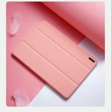 Domo Series Case for Samsung Galaxy Tab A9 Plus Leather Tri-Fold Flip Cover With Stand Function & Full Protection – Pink Peach