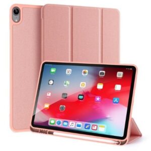Domo Series Case for Ipad Air 4/5 10.9 inch Leather Tri-Fold Flip Cover With Pencil Holder, Stand Function & Full Protection – Pink Peach