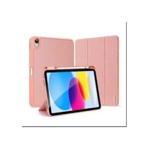 Domo Series Case for Ipad 10 (2022) ,11 (2025) Leather Tri-Fold Flip Cover With Stand Function & Full Protection – Pink Peach