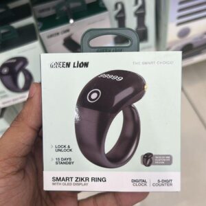 Smart Zikr Ring Tasbeeh Tasbih with OLED Display, 5-Digit Counter, Digital Clock, USB-C Charging Port, Touch Control, Premium Finish, Ergonomic Ring Shape, 15 Days Standby, Lock & Unlock, 18/20/22mm Custom Fit Design - Black