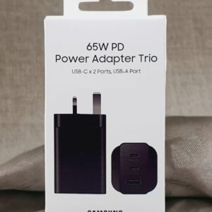 Galaxy 26 Ultra 65W PD Super fast Power Adapter trio with 2xUSB-C and 1xUSB-A Ports – Black