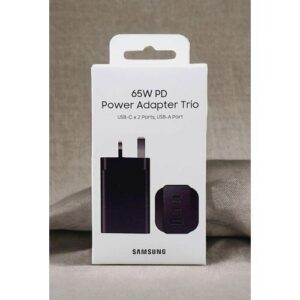 Galaxy S26 65W PD Super fast Power Adapter trio with 2xUSB-C and 1xUSB-A Ports – Black
