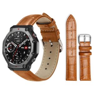 Rex3 22mm  Bamboo Texture Pin Buckle Leather Watch Band/STRAP(BROWN)