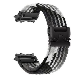 T-Rex 3 Parachute Buckle Elastic Nylon Braided Quick Release Watch Band/STRAP - Black&White