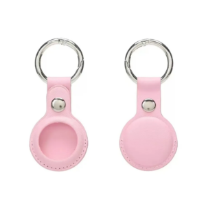 AirTag FineWoven LEATHER Secure Holder/case COVER Key Ring – pink