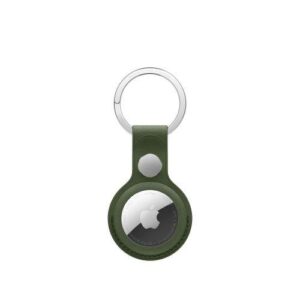 AirTag FineWoven LEATHER Secure Holder/case COVER Key Ring – GREEN