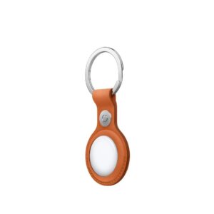 AirTag FineWoven LEATHER Secure Holder/case COVER Key Ring – Orange