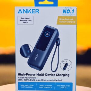 Laptop Power Bank,25,000mAh Portable Charger with 165W Total Output,3 USB-C Ports 100W Max Each,Built-in Retractable Cables travel Flight-Ready,for iPhone 17/16 Series,MacBook,TabletSamsung,and More