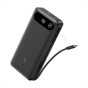 Power Bank, 20,000mAh Laptop Portable Charger with Built-in USB-C Cable, 87W Max Fast Charging Battery Pack, for iPhone 17/16/15/14/13 Series, Samsung, and More airline travel approved
