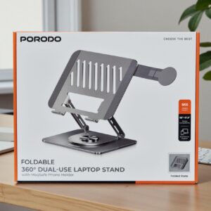 Aluminum FOLABLE 360° DUAL-USE LAPTOP STAND Converter with MagSafe Phone Holder - G
