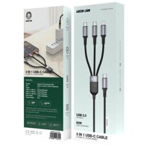 3-In-1 USB-C Cable with 2 USB-C & Lightning