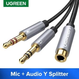 AV140 - 3.5mm female to 2male Headphone + Mic Headset Splitter audio Cable